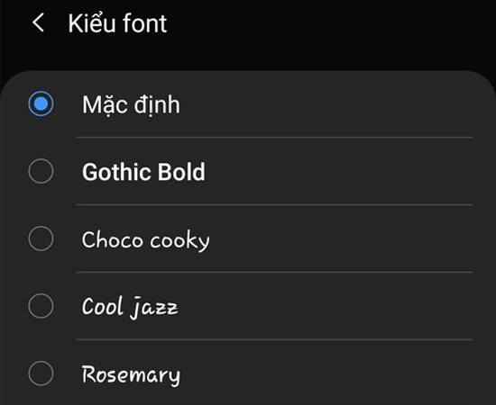 Ở mục Kiểu font bạn chọn font mình thích và chọn Áp dụng